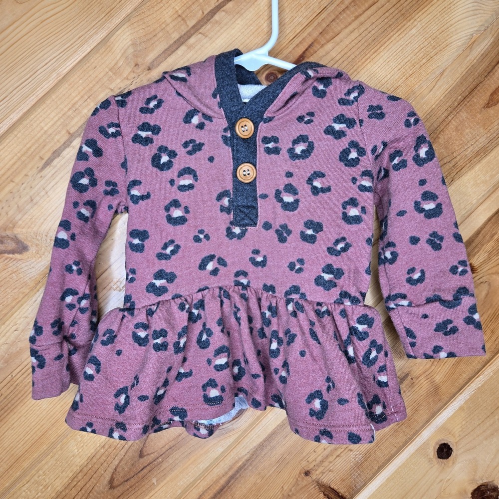 Lulu + Roo Peplum Cheetah Print Hooded Sweatshirt 12-18 Months